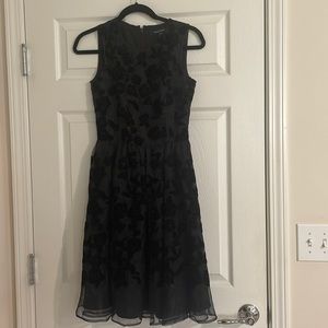 French Connection black cocktail dress with velvet detail. Size 2.